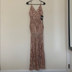 Rose gold sequin long dress